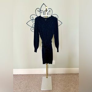 Ann Taylor Long Sleeves Belted Sweater Dress